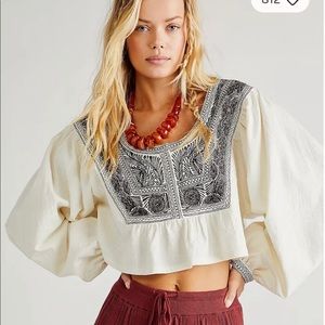 Free People Iggie Embroidered Crop Top.